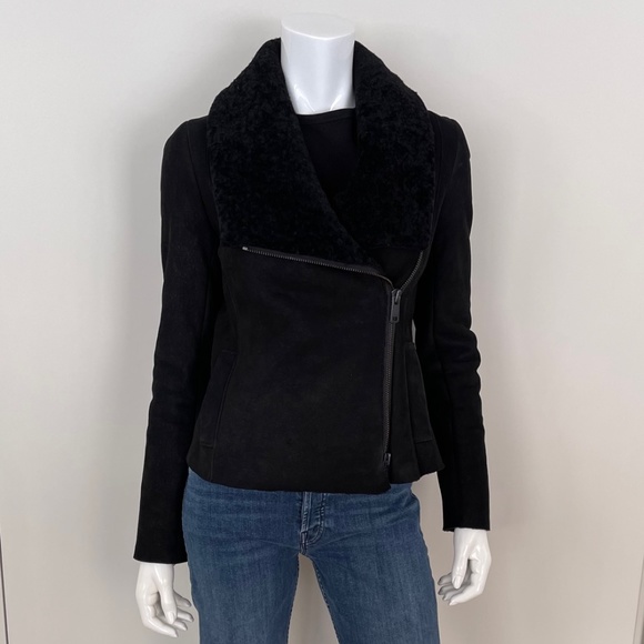 VINCE Genuine Shearling Jacket in Black - Picture 3 of 8